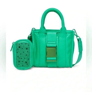 NWTS MADDEN GIRL GREEN RHINESTONE TOTE WITH CROSSBODY STRAP NWTS